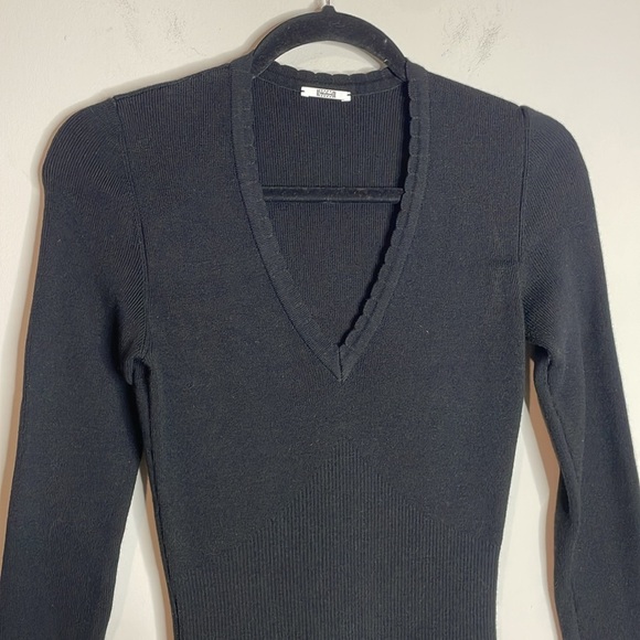 SOLD Wolford | Virgin Wool Blend Black Long Sleeve V-Neck Dress Size Small - Picture 2 of 7